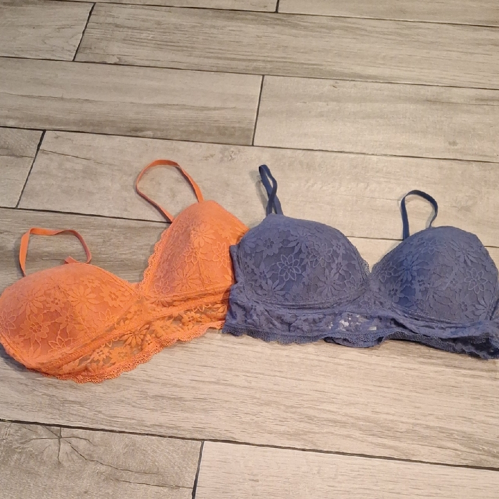 🦔Mae Lace Bralette Duo in Coral and Blue💘